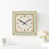 Art Deco Mint Quadratische Wanduhr (Zuhause)