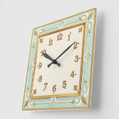 Art Deco Mint Quadratische Wanduhr (Winkel)