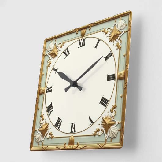 Art Deco Mint Quadratische Wanduhr (Winkel)