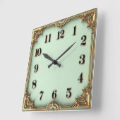 Art Deco Mint Quadratische Wanduhr (Winkel)