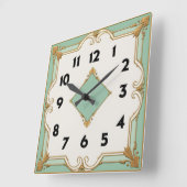 Art Deco Mint Quadratische Wanduhr (Winkel)