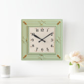 Art Deco Mint Quadratische Wanduhr (Zuhause)