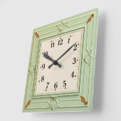Art Deco Mint Quadratische Wanduhr (Winkel)