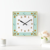 Art Deco Mint Quadratische Wanduhr (Zuhause)