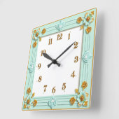 Art Deco Mint Quadratische Wanduhr (Winkel)