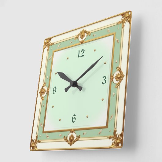 Art Deco Mint Quadratische Wanduhr (Winkel)