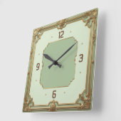 Art Deco Mint Quadratische Wanduhr (Winkel)