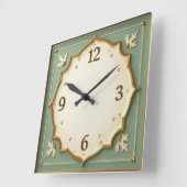 Art Deco Mint Quadratische Wanduhr (Winkel)