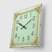 Art Deco Mint Quadratische Wanduhr (Winkel)