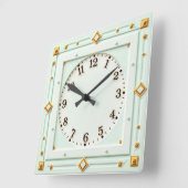 Art Deco Mint Quadratische Wanduhr (Winkel)