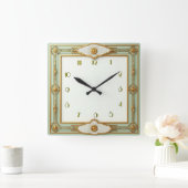 Art Deco Mint Quadratische Wanduhr (Zuhause)