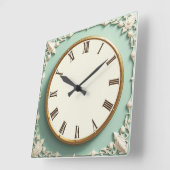 Art Deco Mint Quadratische Wanduhr (Winkel)