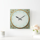 Art Deco Mint Quadratische Wanduhr (Zuhause)