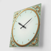 Art Deco Mint Quadratische Wanduhr (Winkel)