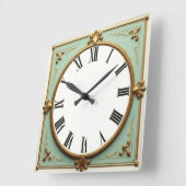 Art Deco Mint Quadratische Wanduhr (Winkel)