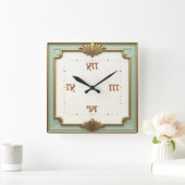 Art Deco Mint Quadratische Wanduhr (Zuhause)