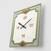 Art Deco Mint Quadratische Wanduhr (Winkel)