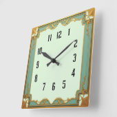 Art Deco Mint Quadratische Wanduhr (Winkel)