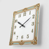 Art Deco Mint Quadratische Wanduhr (Winkel)