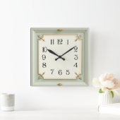 Art Deco Mint Quadratische Wanduhr (Zuhause)
