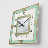 Art Deco Mint Quadratische Wanduhr (Winkel)