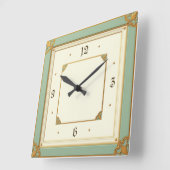 Art Deco Mint Quadratische Wanduhr (Winkel)