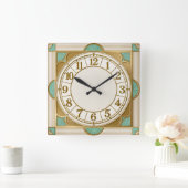 Art Deco Mint Quadratische Wanduhr (Zuhause)