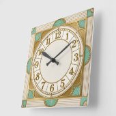 Art Deco Mint Quadratische Wanduhr (Winkel)