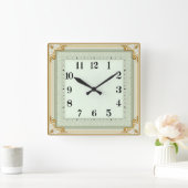 Art Deco Minze Quadratische Wanduhr (Zuhause)