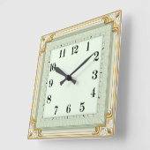 Art Deco Minze Quadratische Wanduhr (Winkel)