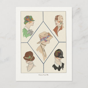 Art Deco Mode Design Frauen mit Hüten, 1920er Jahr Postkarte