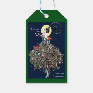 Art Deco Mode Weihnachtsbaum Retro Geschenkanhänger