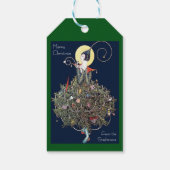Art Deco Mode Weihnachtsbaum Retro Geschenkanhänger (Rückseite)