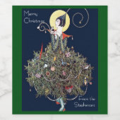 Art Deco Mode Weihnachtsbaum Retro Weinetikett (Einzelnes Label)