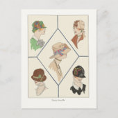 Art Deco Modedesign Women in Hats, 1920er Postkarte (Vorderseite)