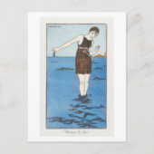 Art Deco Modefläche von Swimsuit von Barbier Postkarte (Vorderseite)