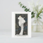 Art Deco Modeplatte Abend Coat von Barbier Postkarte (Stehend Vorderseite)