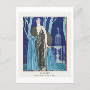 Art Deco Modeplatte Abend Coat von Barbier Postkarte