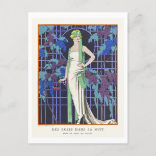 Art Deco Modeplatte Abend Gown by Barbier Postkarte