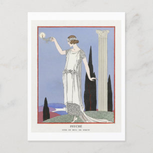 Art Deco Modeplatte Abend Gown by Barbier Postkarte