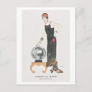 Art Deco Modeplatte Abend Gown by Barbier Postkarte