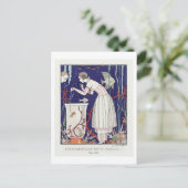 Art Deco Modeplatte Sommerkleid von Barbier Postkarte (Stehend Vorderseite)