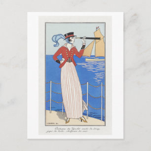Art Deco Modeplatte Yachtbekleidung von Barbier Postkarte