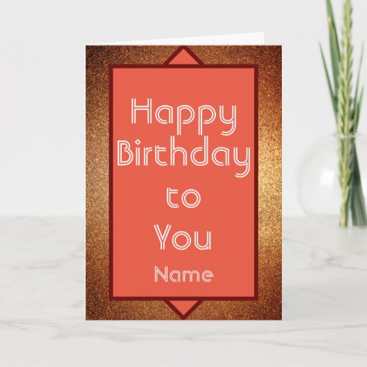 Art Deco Modern Gold Happy Birthday Karte (Vorderseite)