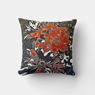 Art Deco Moderne Blumen Floral Rot - Kissen