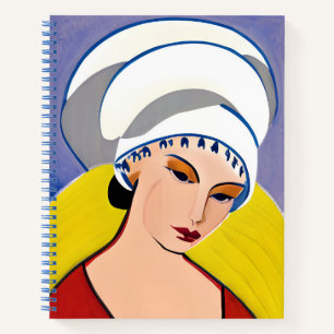 Art Deco Moderne Dame im Turban Journal Notizblock