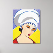 Art Deco Moderne Dame in einem Turban Leinwanddruck (Vorderseite)