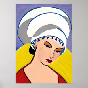 Art Deco Moderne Dame in einem Turban Poster