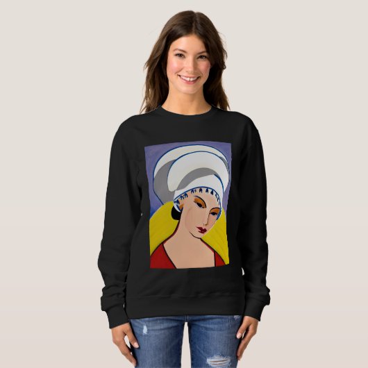 Art Deco Moderne Dame in einem Turban Sweatshirt (Vorne ganz)