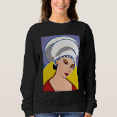 Art Deco Moderne Dame in einem Turban Sweatshirt (Vorderseite)